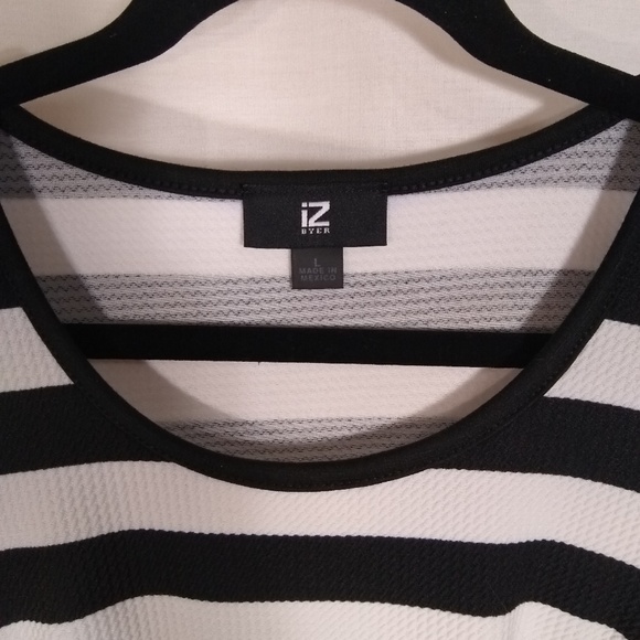 IZ BYER black and white striped sleeveless peplum top - Picture 3 of 7